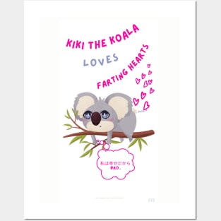 Kiki The Naughty Farting Hearts Cute Koala (c) Posters and Art